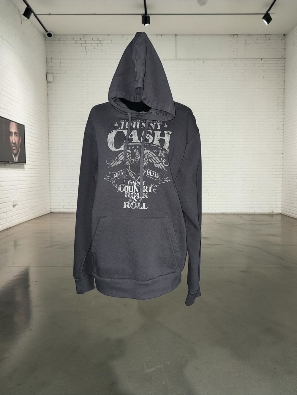 Grey Johnny Cash Hooded Sweatshirt